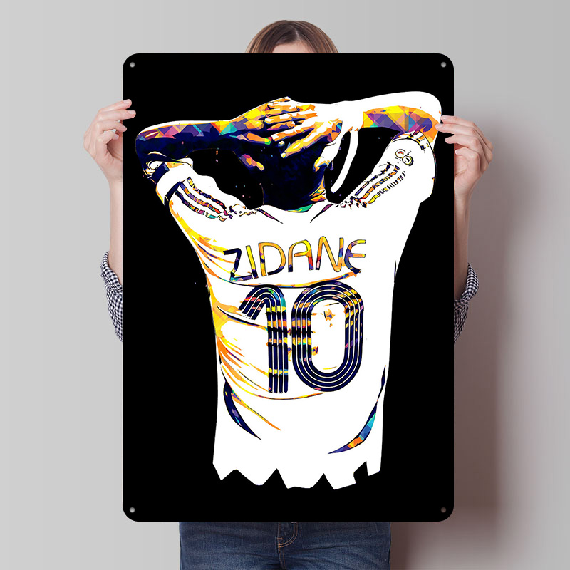 Retro Gaming Jersey - Zidane Futbol Forması Metal Poster Özelleştirilmiş