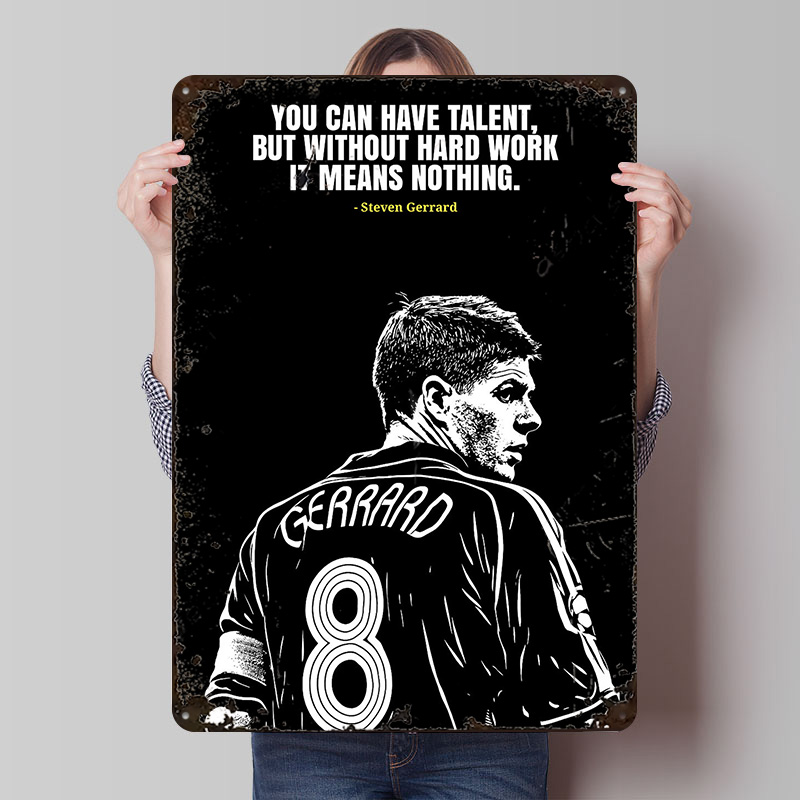 Retro Gaming Desk - Steven Gerrard Alıntı Metal Poster Özelleştirilmiş