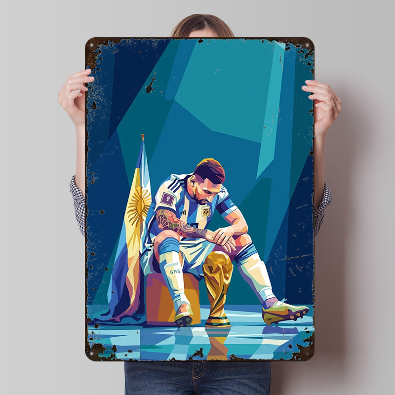 Retro Gaming Desk - Lionel Messi Kupa Posteri Özelleştirilmiş Vintage