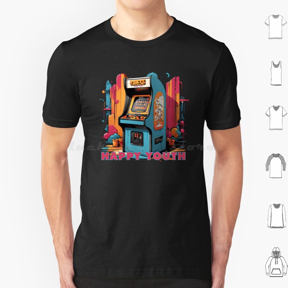Gaming Retro Arcade - Mutlu Gençlik-Arcade Tişörtü Erkek Kadın Çocuk