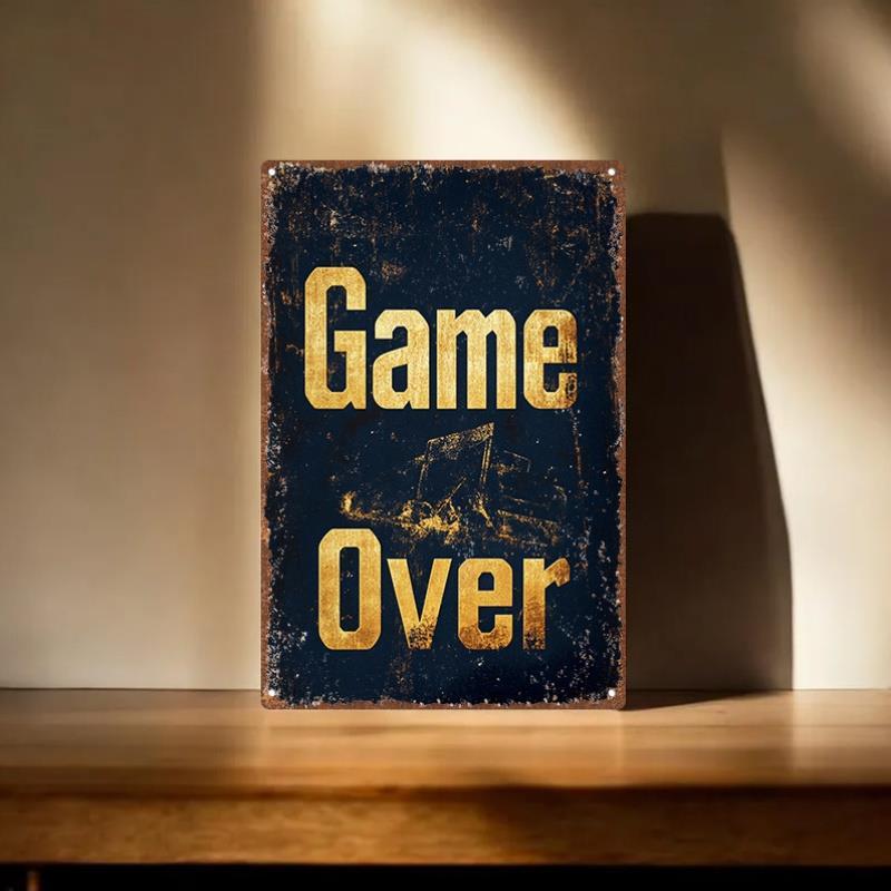 Gaming Retro Arcade - Vintage Game Over Metal Tabela -