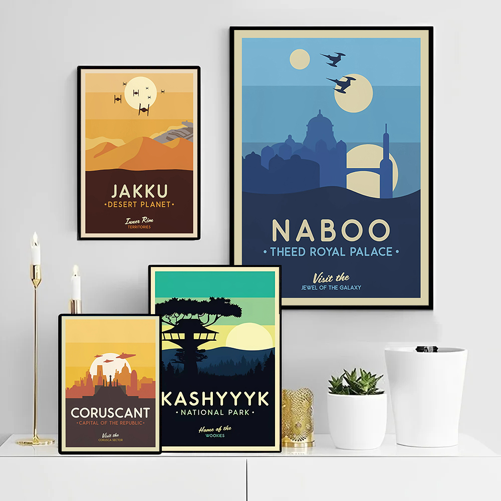 Retro Gaming Wallpaper - Retro Bilim Kurgu Gezegen Seyahat Posteri
