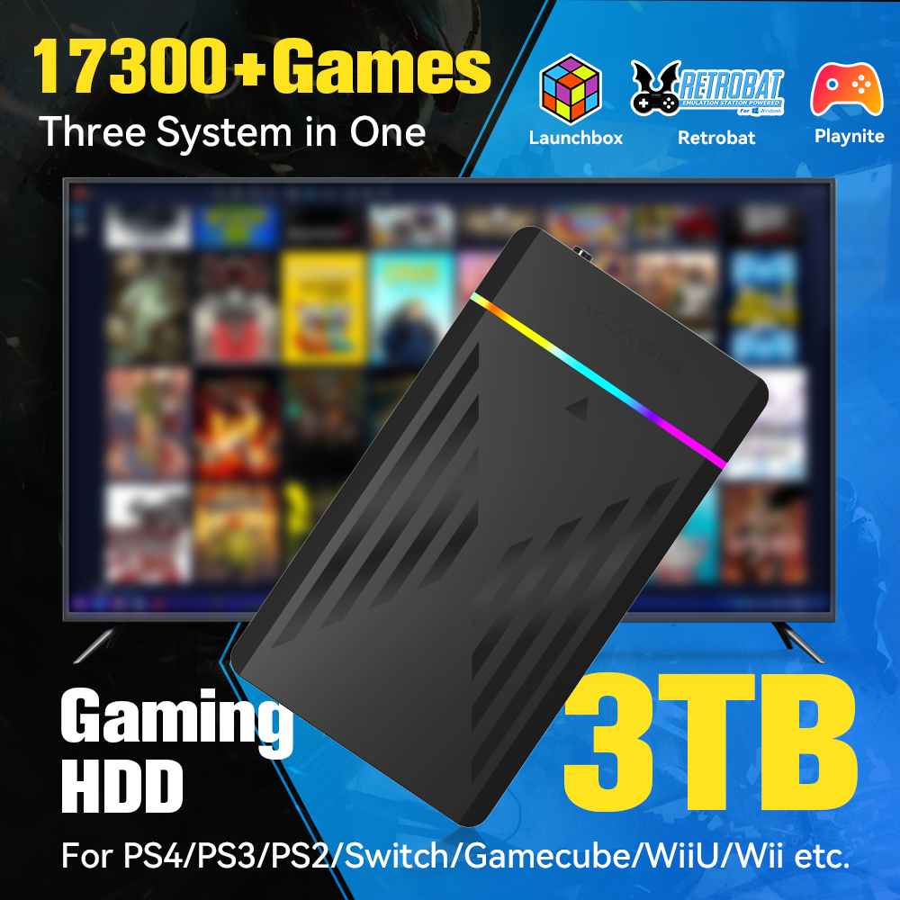 Retro Gaming Device Handheld - 3 TB Taşınabilir Oyun HDD LaunchBox/Retrobat/Playnite