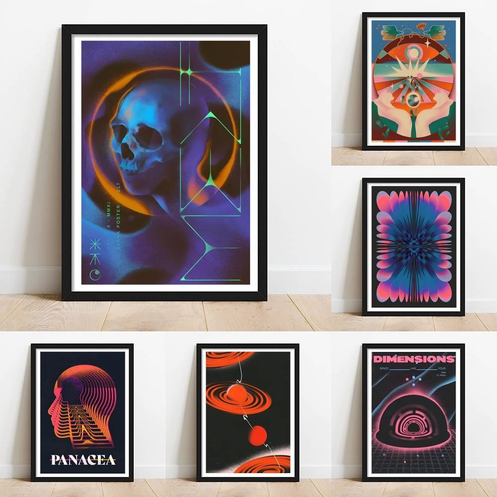 Psychedelic degrade kafatası u - Retro Gaming Wallpaper incelemesi ve fiyatı